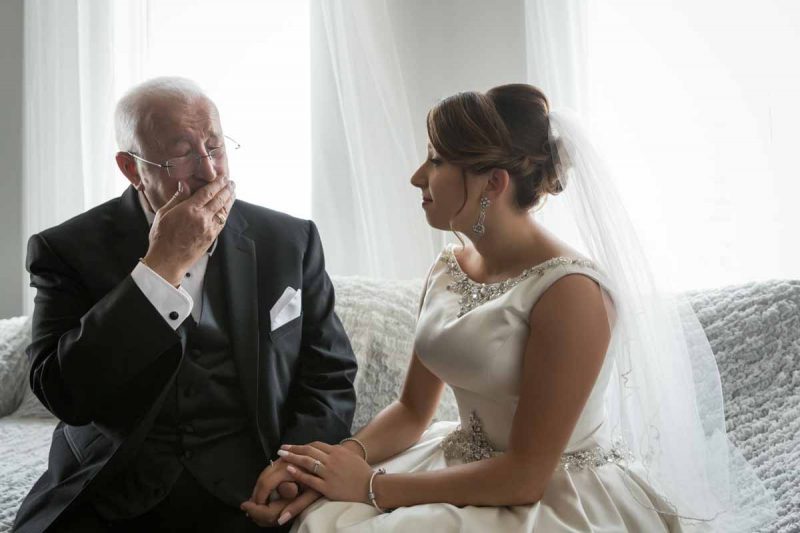 Bride with dad on her wedding day